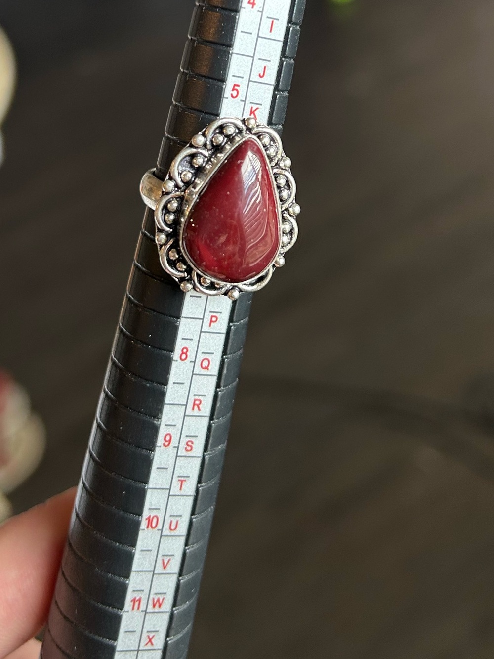 Dark Red Natural Gemstone Ring